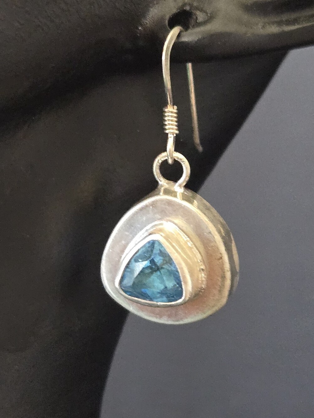 Sterling Silver Blue Topaz Drop Earrings - Signed